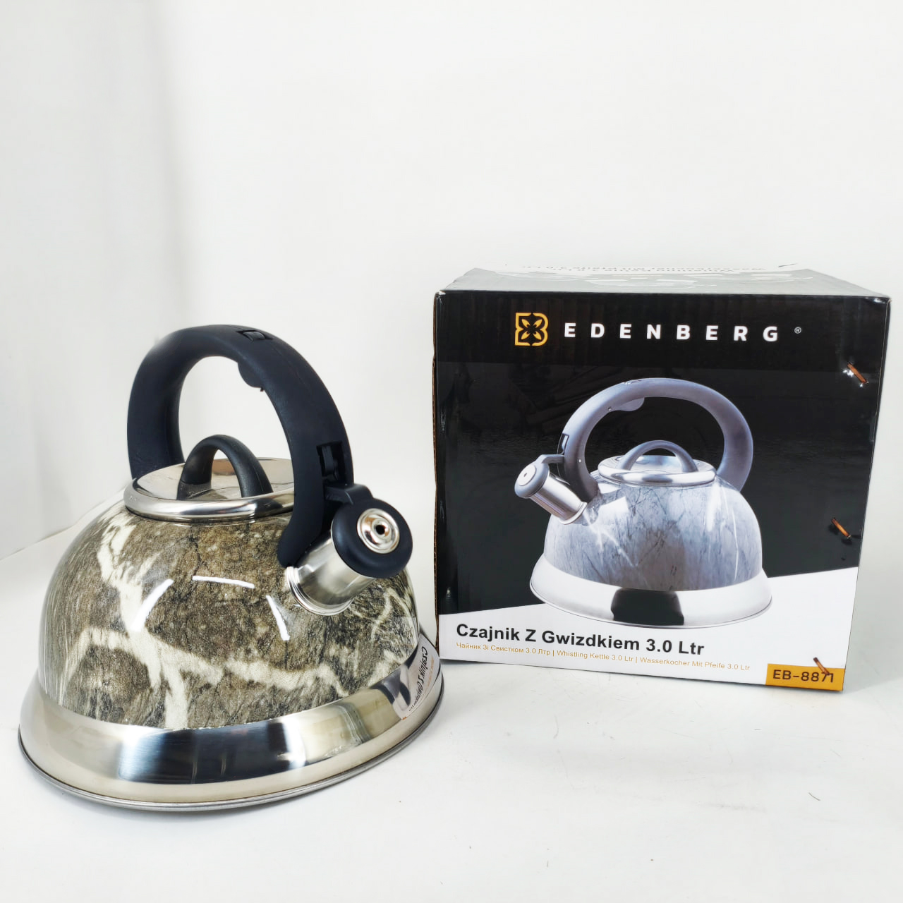 Чайник Edenberg EB-8871 із нержавіючої сталі зі свистком 3л Gray 5 Чайник Edenberg EB-8871 із нержавіючої сталі зі свистком 3л Gray - Зображення 5