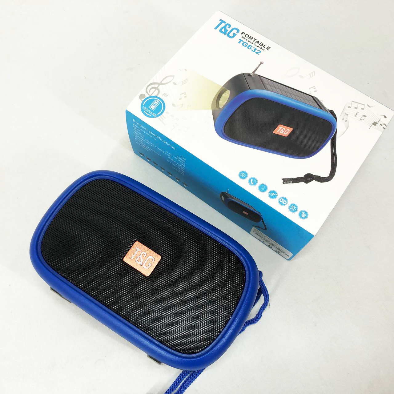 Bluetooth-колонка TG632 з радіо, ліхтарем, сонячною батареєю та гучномовцем. Колір: синій - Зображення 6