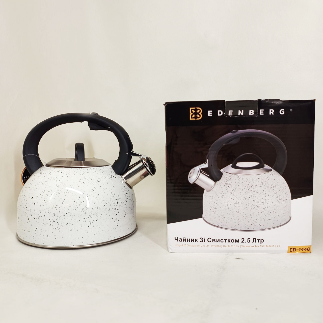 Чайник зі свистком Edenberg EB-1440 з мармуровим покриттям 2.5л White - Зображення 6