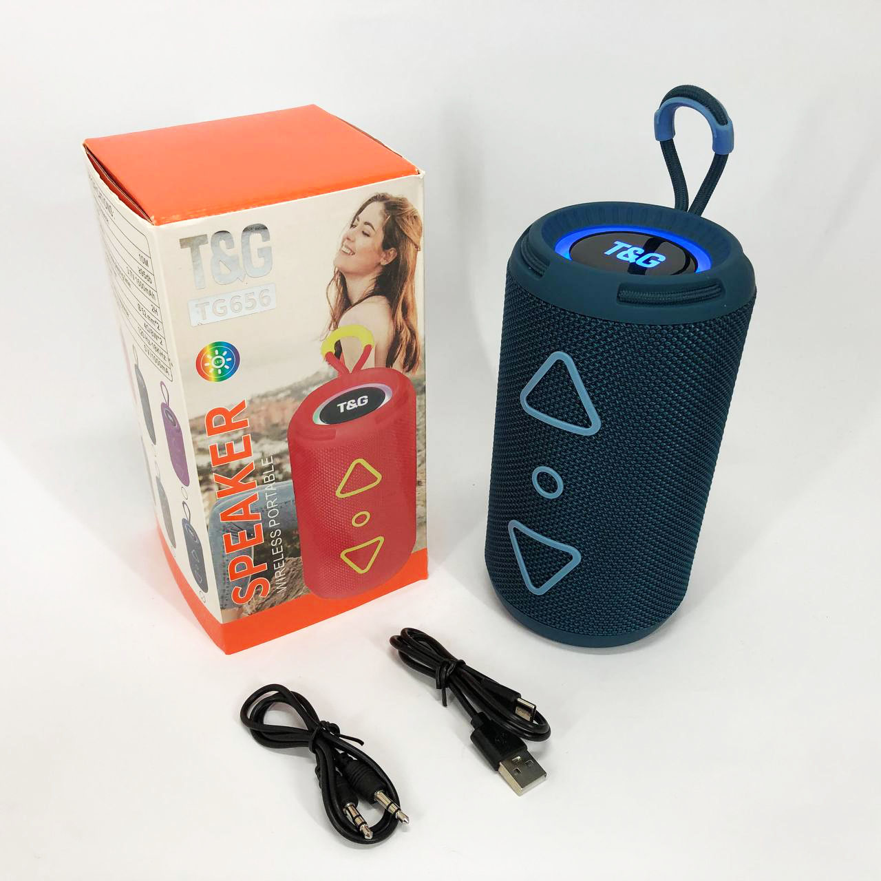 Bluetooth колонка портативна TG656 FM-радіо, потужна переносна акустична колонка. Колір: синій - Зображення 3