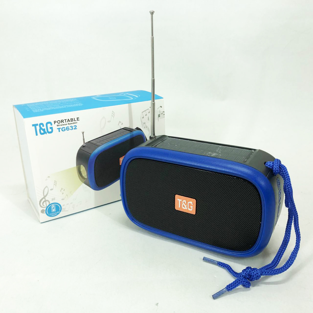 Bluetooth-колонка TG632 з радіо, ліхтарем, сонячною батареєю та гучномовцем. Колір: синій - Зображення 3