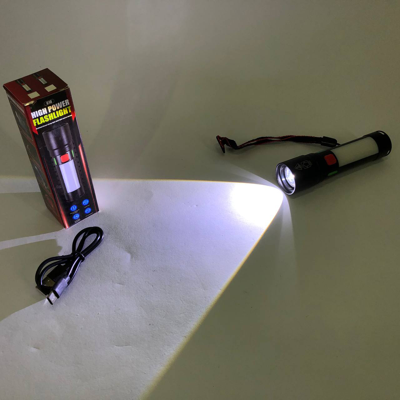Пошуковий ліхтар із зумом білого та червоного світла USB-C зарядка - Зображення 7