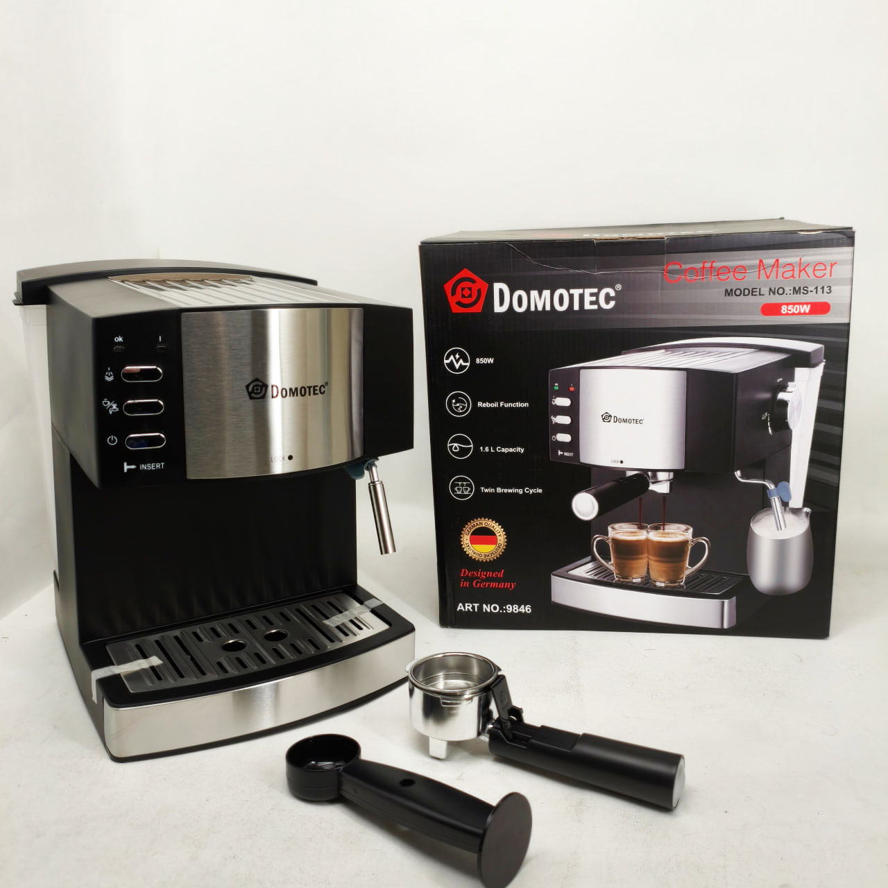 Рожкова кавомашина кавоварка Domotec MS-113 1.6л 15 Бар 850Вт 5 Рожкова кавомашина кавоварка Domotec MS-113 1.6л 15 Бар 850Вт - Зображення 5