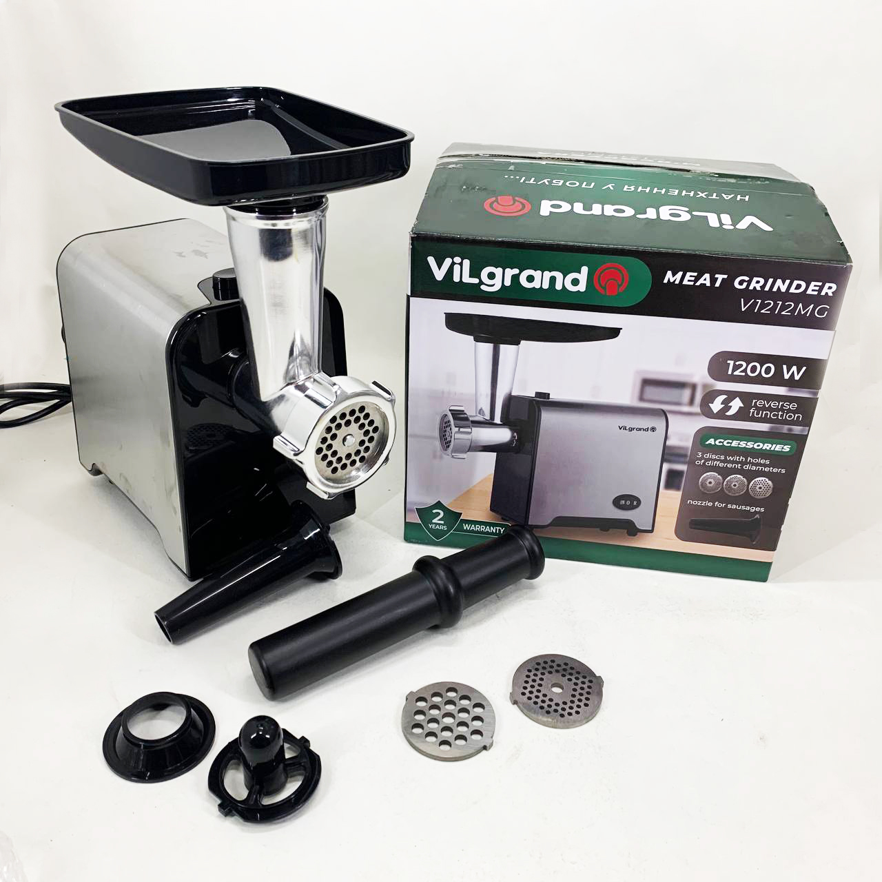М'ясорубка електрична з нержавіючої сталі VILGRAND V1212MG сталева 1200 Вт - Зображення 5