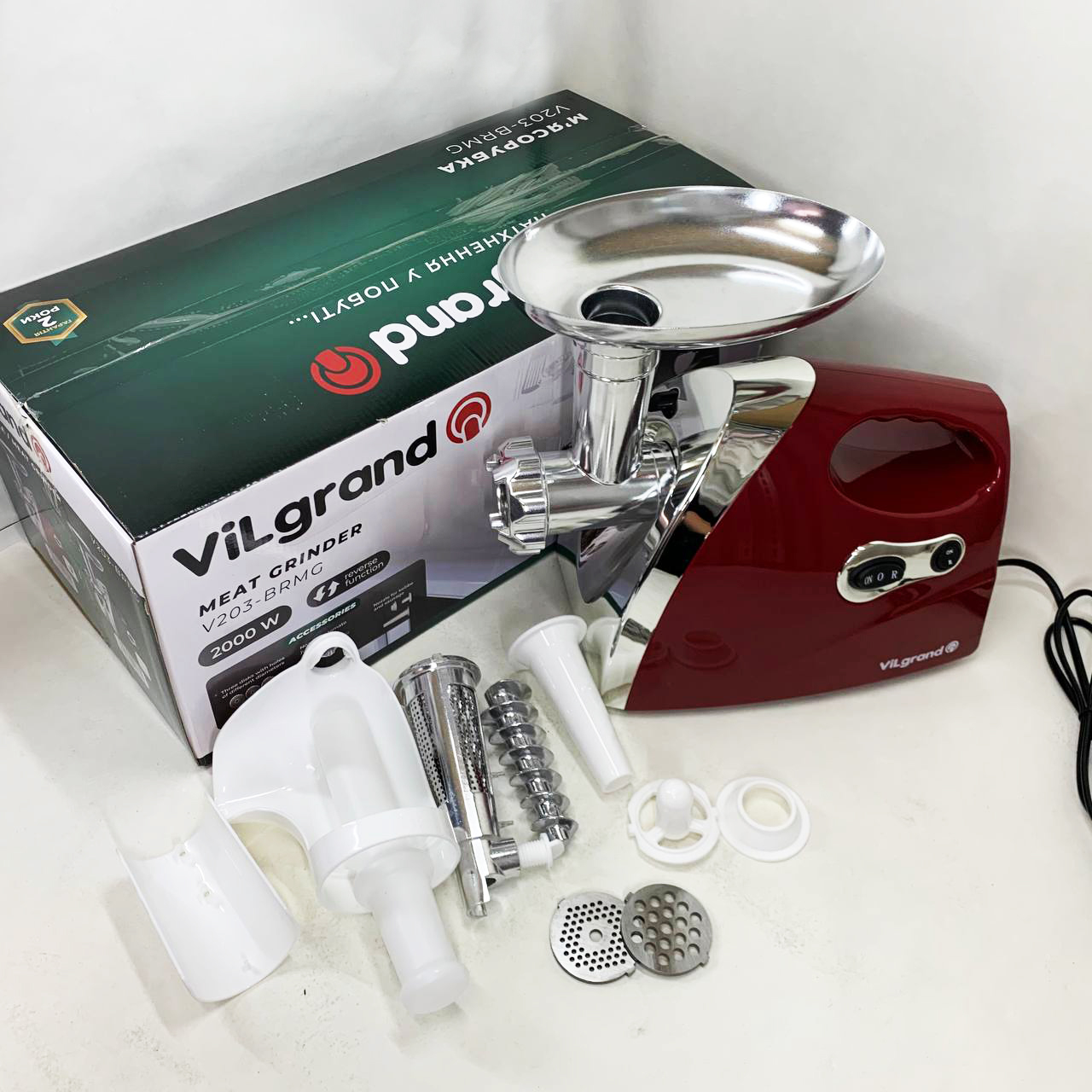 Електром'ясорубка ViLgrand V203-BRMG 2000Вт Red - Зображення 7