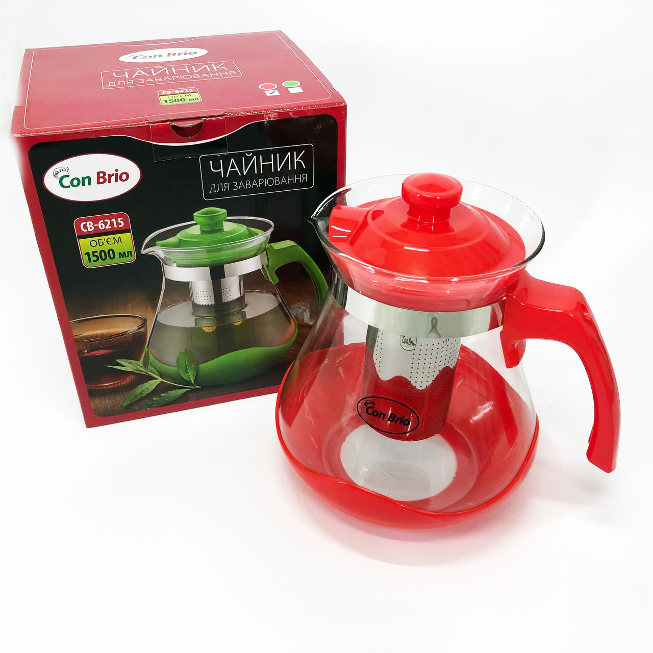Чайник для заварювання Con Brio Green CB-6215 1,5 л, Чайник для заварювання якісний на кухню. Колір: червоний - Зображення 5
