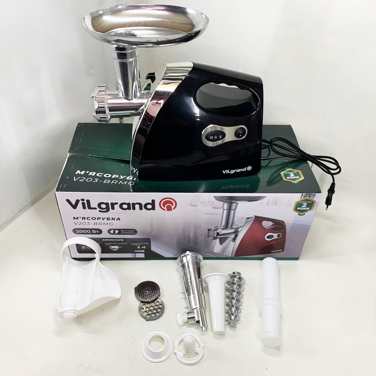 Електром'ясорубка ViLgrand V203-BRMG 2000Вт Black - Зображення 5