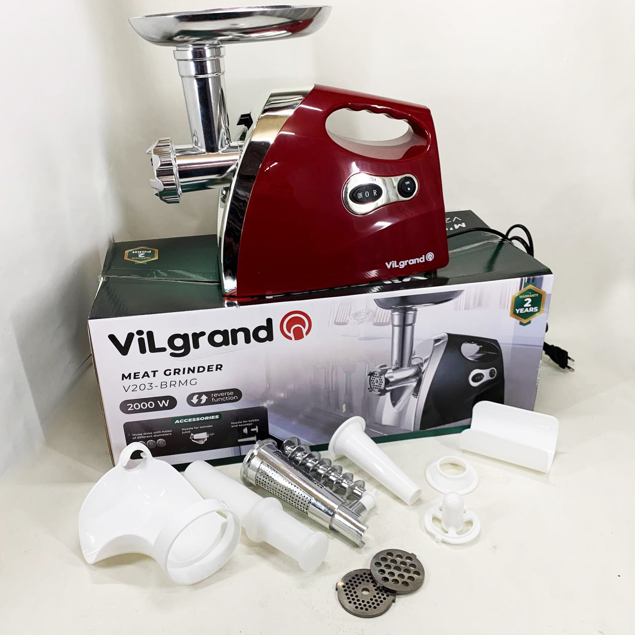 Електром'ясорубка ViLgrand V203-BRMG 2000Вт Red - Зображення 5