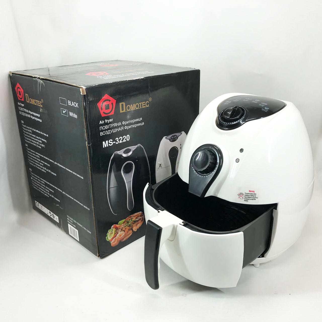 Аерофритниця Мультипіч Аерогриль Domotec MS-3220 1300Вт 4.5л Безмасляна з Таймером White 5 Аерофритниця Мультипіч Аерогриль Domotec MS-3220 1300Вт 4.5л Безмасляна з Таймером White - Зображення 5