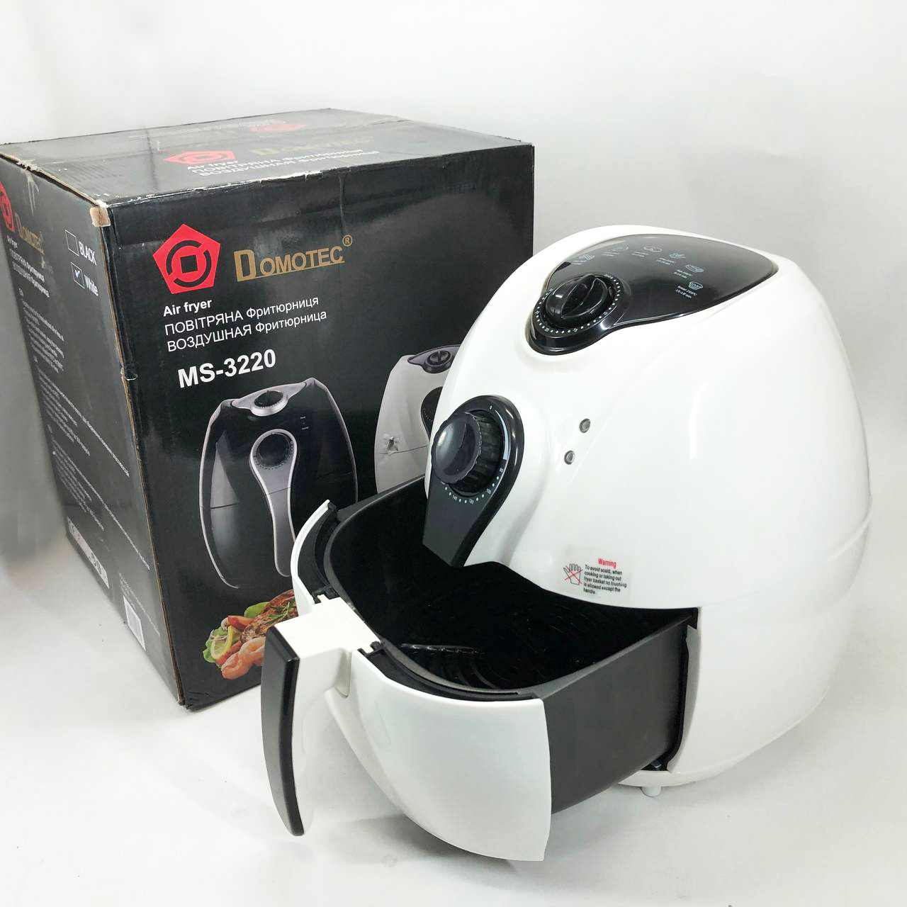 Аерофритниця Мультипіч Аерогриль Domotec MS-3220 1300Вт 4.5л Безмасляна з Таймером White 1 Аерофритниця Мультипіч Аерогриль Domotec MS-3220 1300Вт 4.5л Безмасляна з Таймером White