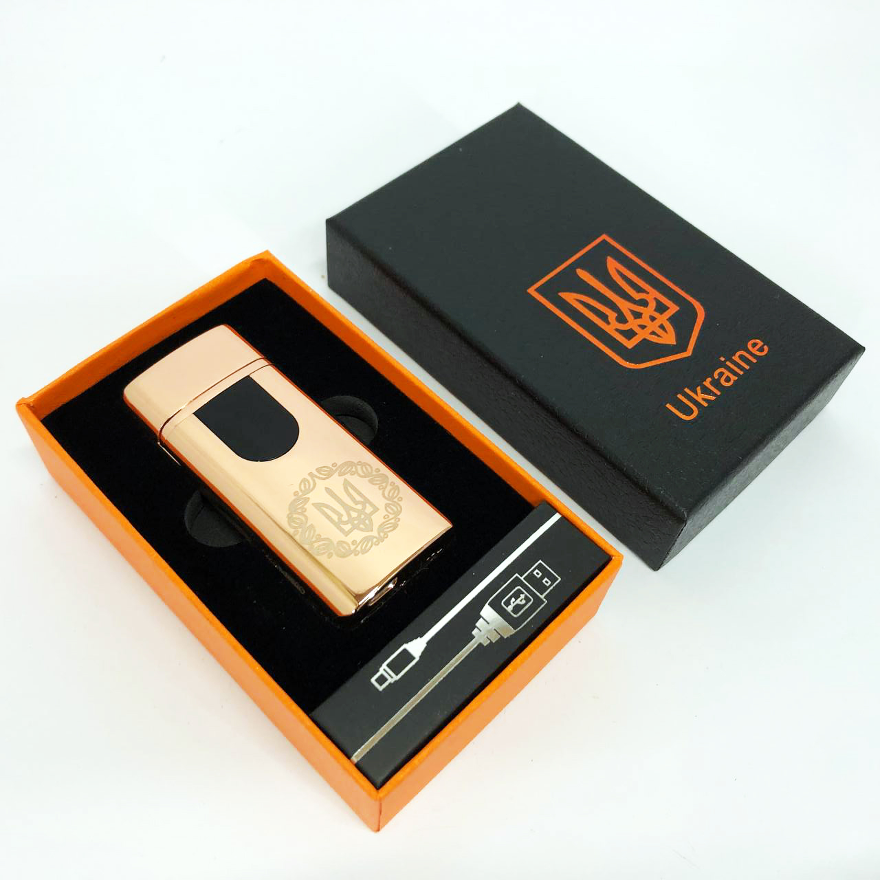 Електрична та газова запальничка Україна із USB-зарядкою HL-435, запальничка незвичайна. Колір: золотий 4 Електрична та газова запальничка Україна із USB-зарядкою HL-435, запальничка незвичайна. Колір: золотий - Зображення 4