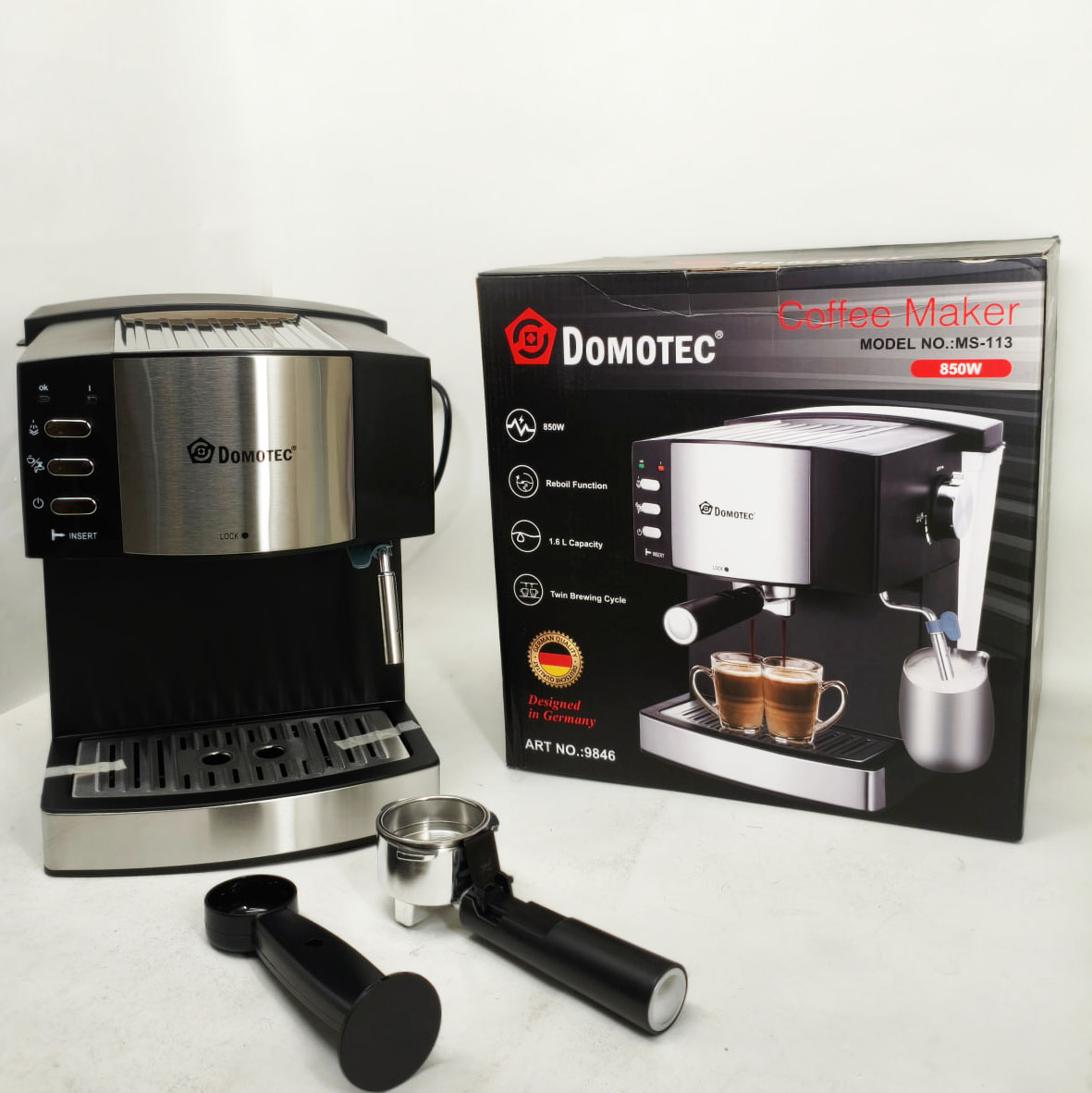 Рожкова кавомашина кавоварка Domotec MS-113 1.6л 15 Бар 850Вт 6 Рожкова кавомашина кавоварка Domotec MS-113 1.6л 15 Бар 850Вт - Зображення 6