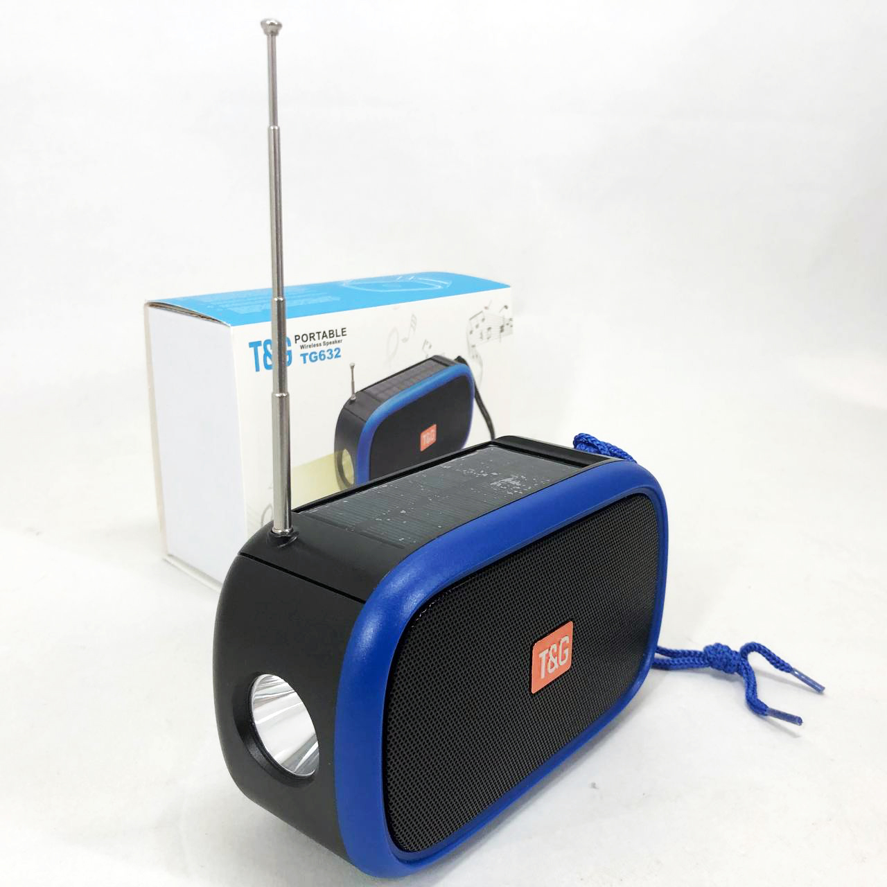 Bluetooth-колонка TG632 з радіо, ліхтарем, сонячною батареєю та гучномовцем. Колір: синій - Зображення 8