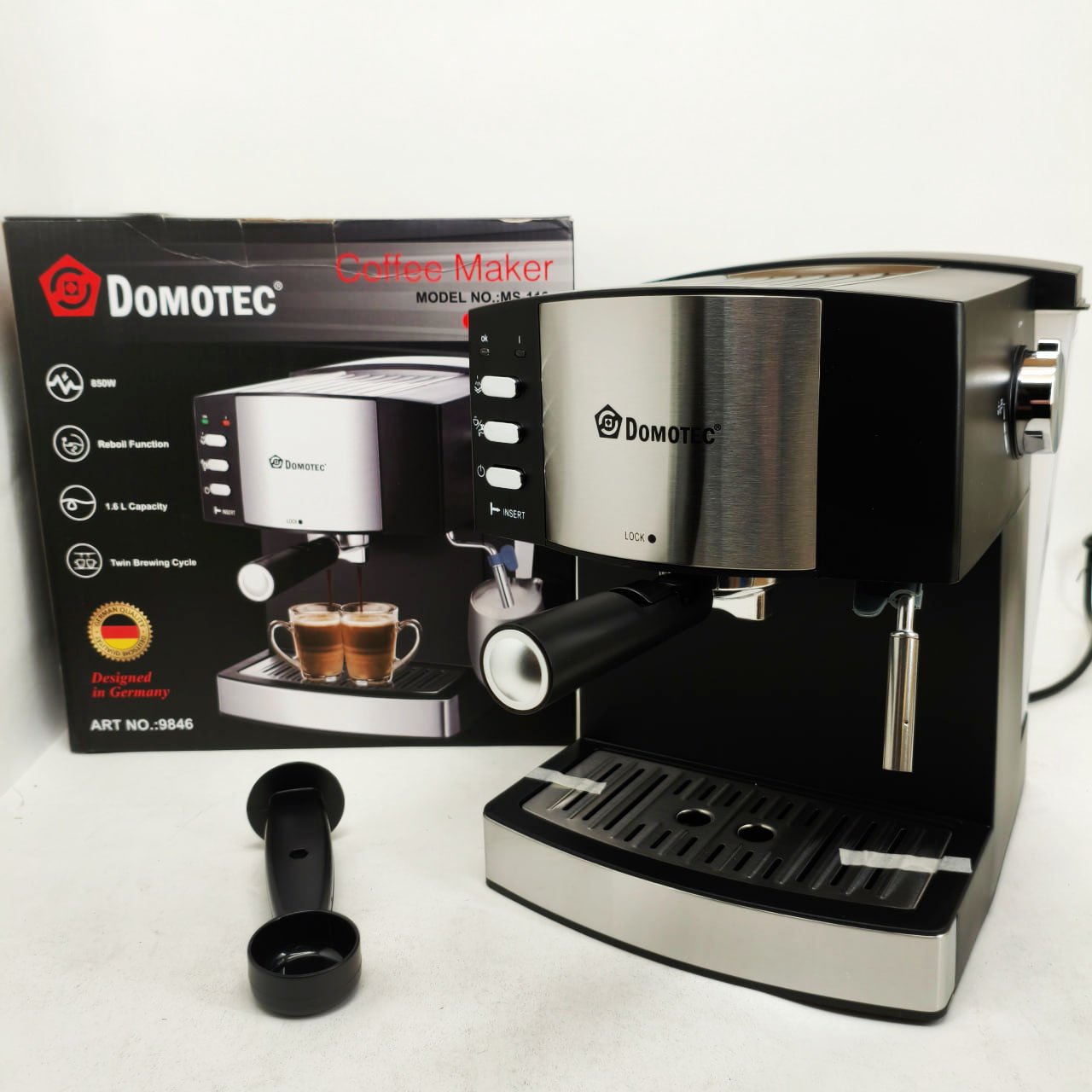 Рожкова кавомашина кавоварка Domotec MS-113 1.6л 15 Бар 850Вт 4 Рожкова кавомашина кавоварка Domotec MS-113 1.6л 15 Бар 850Вт - Зображення 4