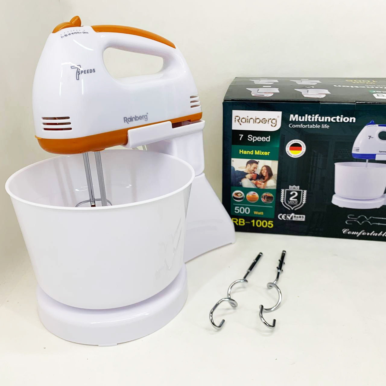 Міксер 7 швидкостей із чашею 2 л Rainberg RB-1005 500Вт Orange - Зображення 5
