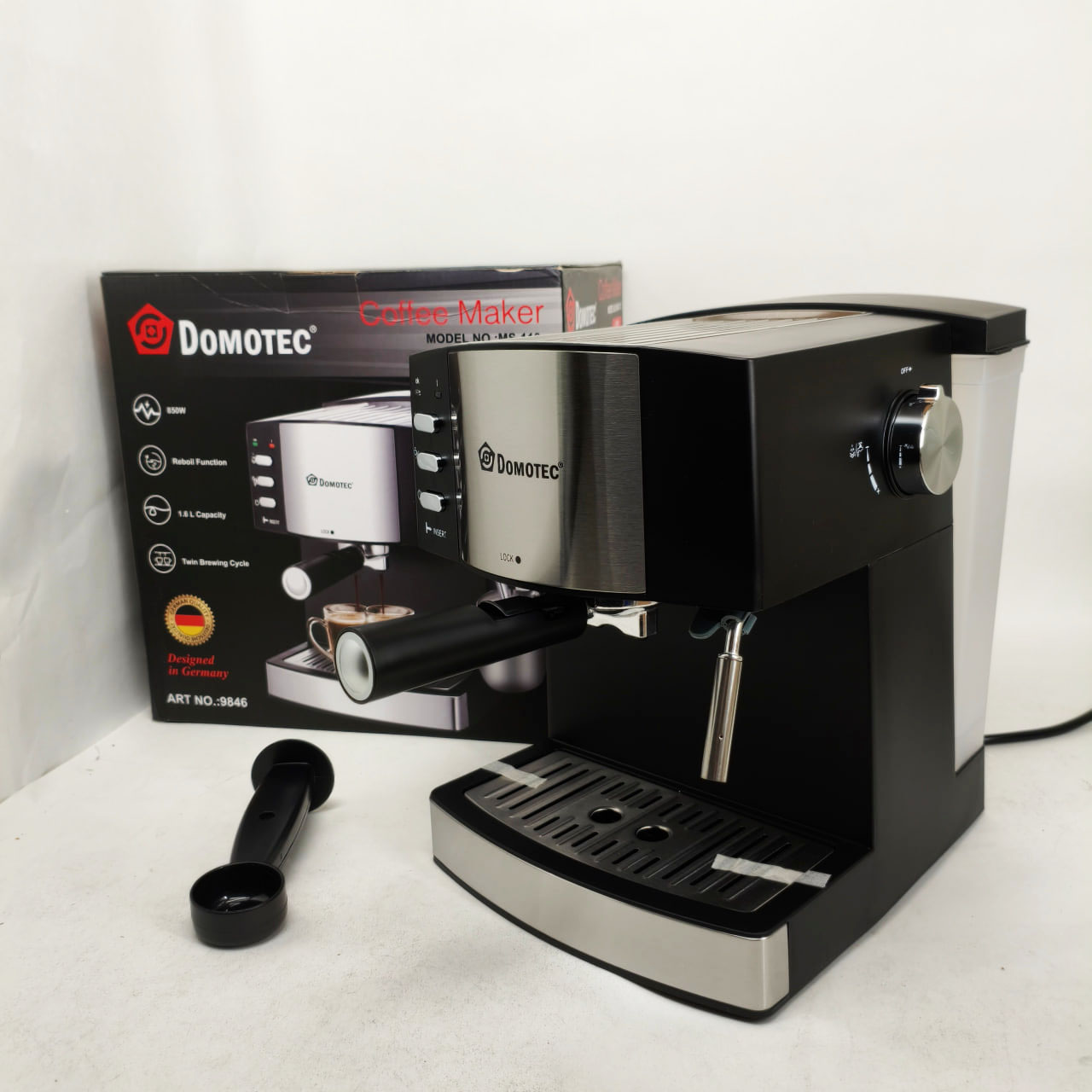 Рожкова кавомашина кавоварка Domotec MS-113 1.6л 15 Бар 850Вт 2 Рожкова кавомашина кавоварка Domotec MS-113 1.6л 15 Бар 850Вт - Зображення 2