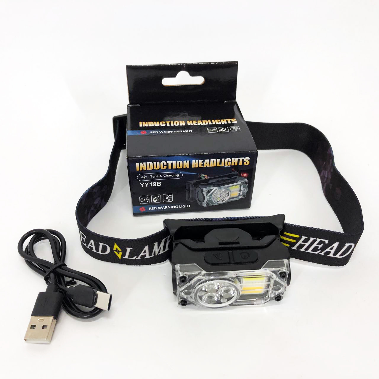 Ліхтар налобний YY-19B-3SMD+2COB(white+yellow+red), Налобний ліхтарик із usb зарядкою - Зображення 7