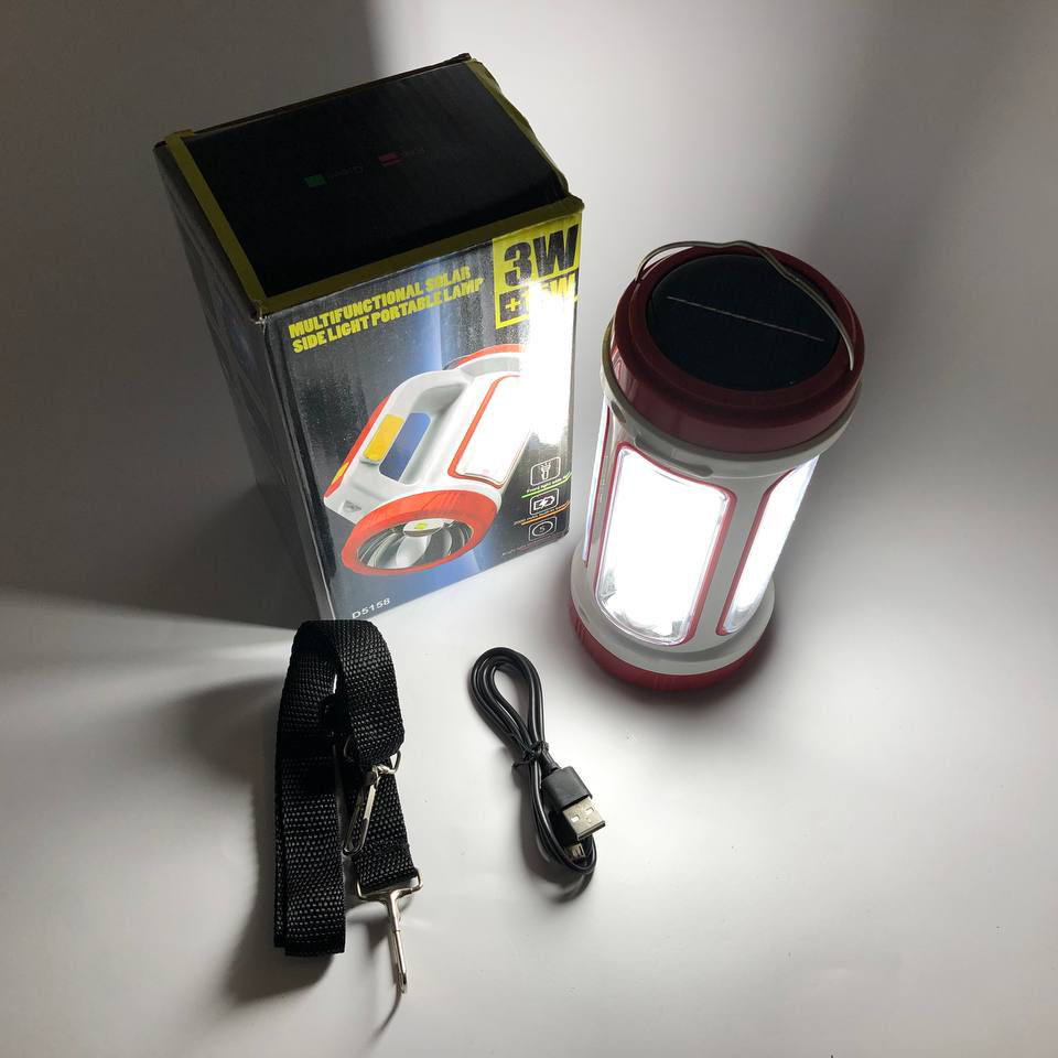 Ліхтар кемпінговий з сонячною панеллю 5158-LED-COB power bank, кемпінговий ліхтар-лампа. Колір: червоний - Зображення 4