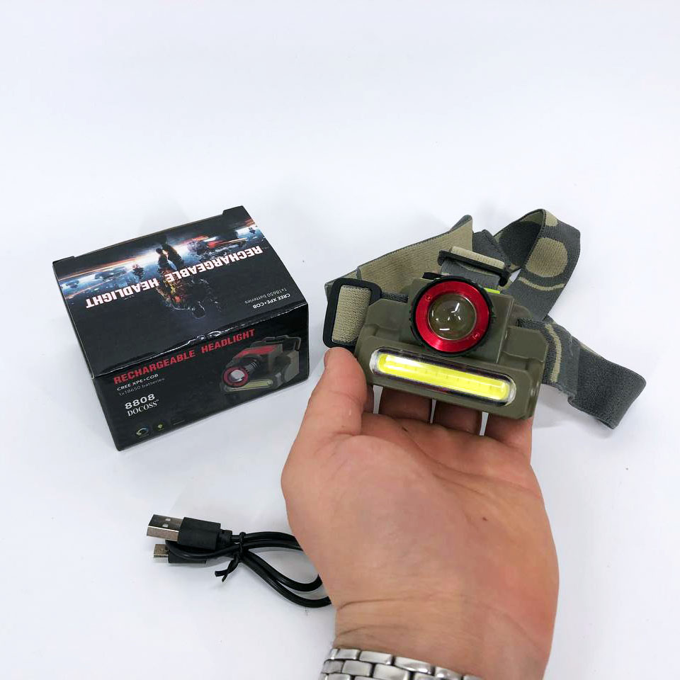 Ліхтар налобний Police 8808/6908-XPE+COB, micro USB, вбудований акумулятор, ліхтарик на голову із зарядкою - Зображення 6