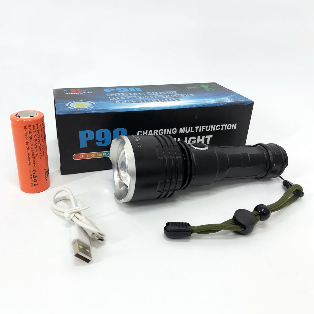 Ліхтар поліцейський X-Balog BL-531-P90 1х26650 8800mah USB/microUSB/ 3хААА R3 функція Power Bank 7 Ліхтар поліцейський X-Balog BL-531-P90 1х26650 8800mah USB/microUSB/ 3хААА R3 функція Power Bank - Зображення 7
