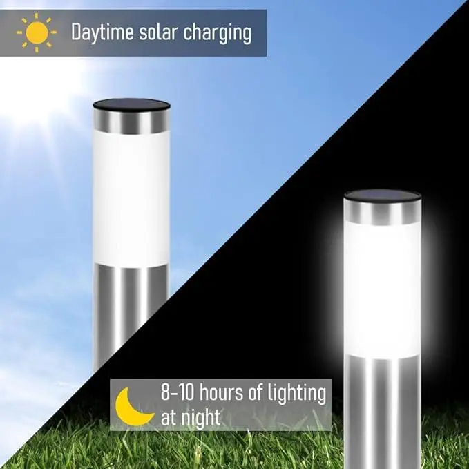 Світильники для газону Warm Solar Pillar Light / Світлодіодний світильник на сонячній батареї / Вуличні ліхтарі-стовпчики Solar 2 шт 6 Світильники для газону Warm Solar Pillar Light / Світлодіодний світильник на сонячній батареї / Вуличні ліхтарі-стовпчики Solar 2 шт - Зображення 6