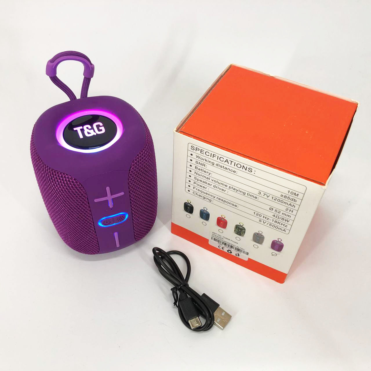 Портативна Bluetooth колонка TG658 8W з RGB підсвічуванням бездротова портативна потужна. Колір: фіолетовий 3 Портативна Bluetooth колонка TG658 8W з RGB підсвічуванням бездротова портативна потужна. Колір: фіолетовий - Зображення 3
