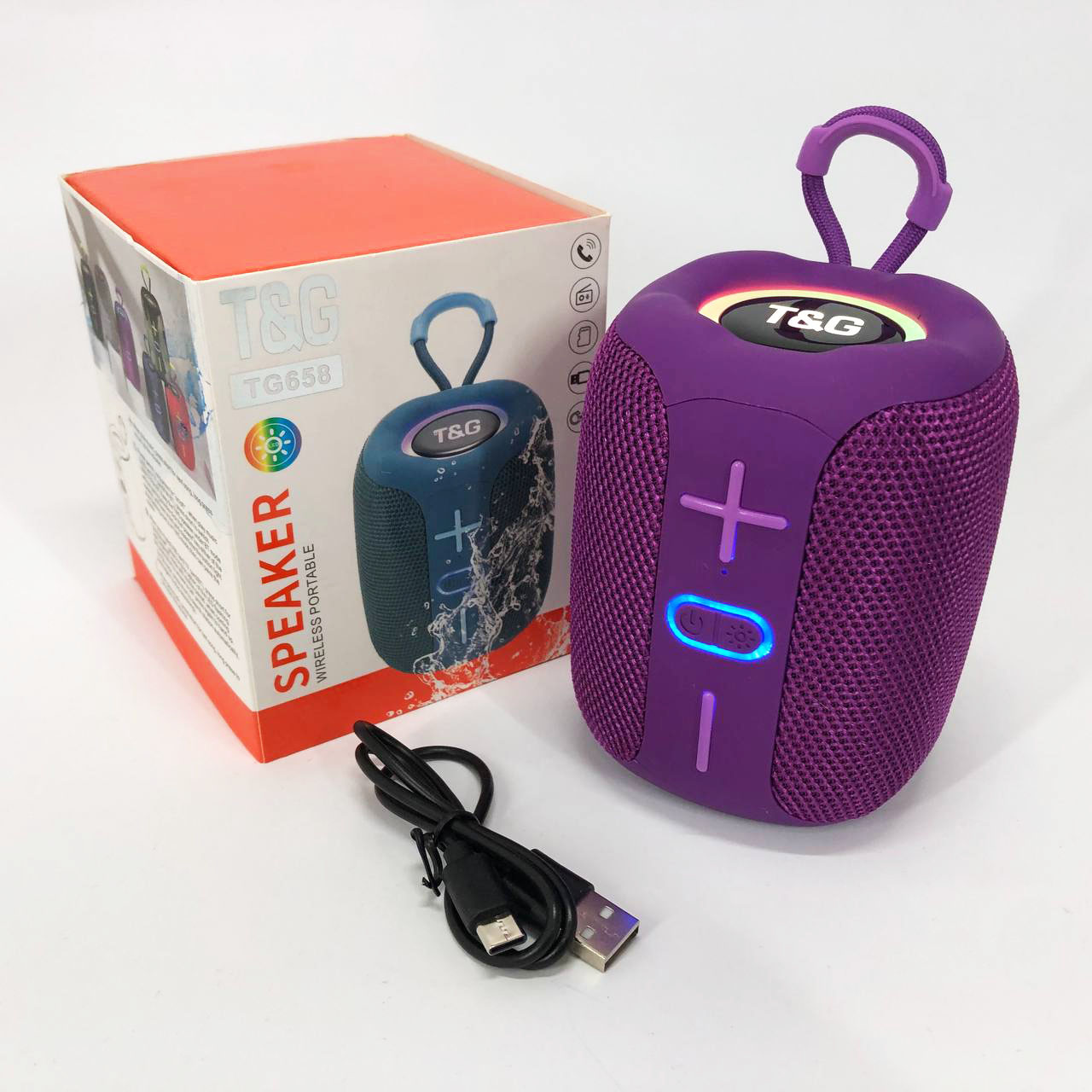 Портативна Bluetooth колонка TG658 8W з RGB підсвічуванням бездротова портативна потужна. Колір: фіолетовий 7 Портативна Bluetooth колонка TG658 8W з RGB підсвічуванням бездротова портативна потужна. Колір: фіолетовий - Зображення 7