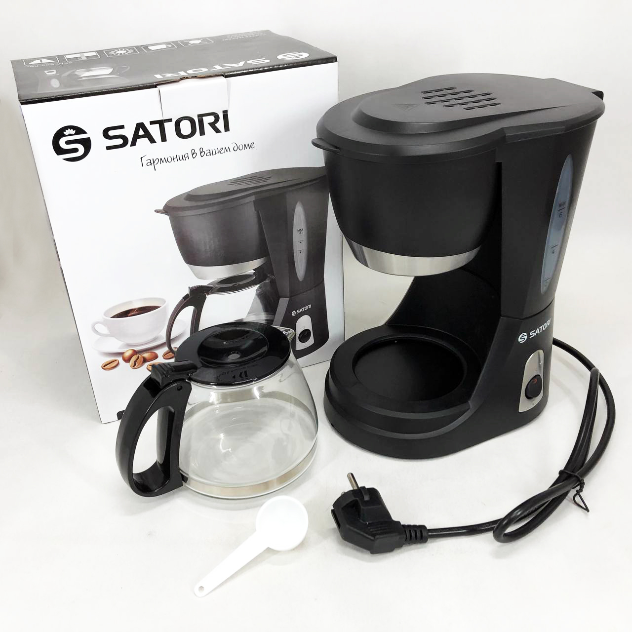 Кавоварка крапельна Satori SCM-600-PBL 650 Вт, Маленька кавомашина для дому, Маленька кавомашина