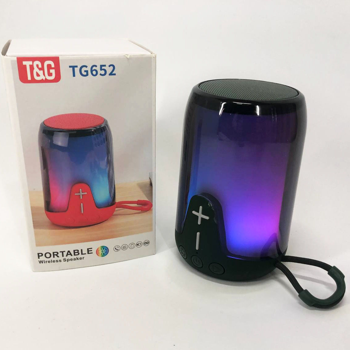 Портативна колонка TG652 5W з RGB підсвічуванням та ремінцем, колонка з акумулятором блютуз. Колір: зелений - Зображення 5