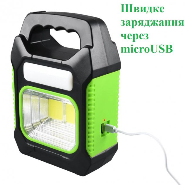 Портативний ліхтар лампа JY-978B акумуляторний із сонячною панеллю + Power Bank. Колір: зелений - Зображення 7