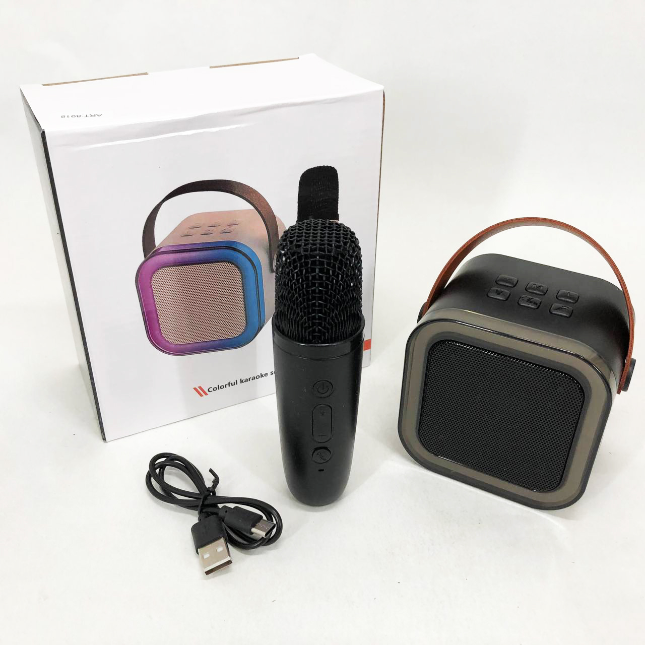 Портативна колонка з караоке мікрофоном та RGB підсвічуванням K12 10W Bluetooth. Колір: чорний - Зображення 8