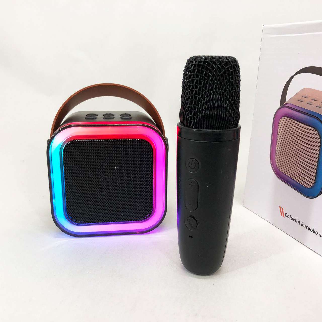 Портативна колонка з караоке мікрофоном та RGB підсвічуванням K12 10W Bluetooth. Колір: чорний - Зображення 5