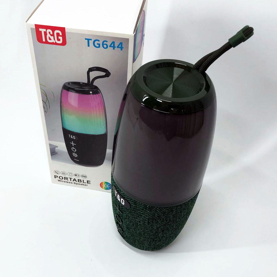 Портативна колонка TG644 5W з RGB підсвічуванням та ремінцем, Бездротова колонка потужна. Колір: зелений - Зображення 8