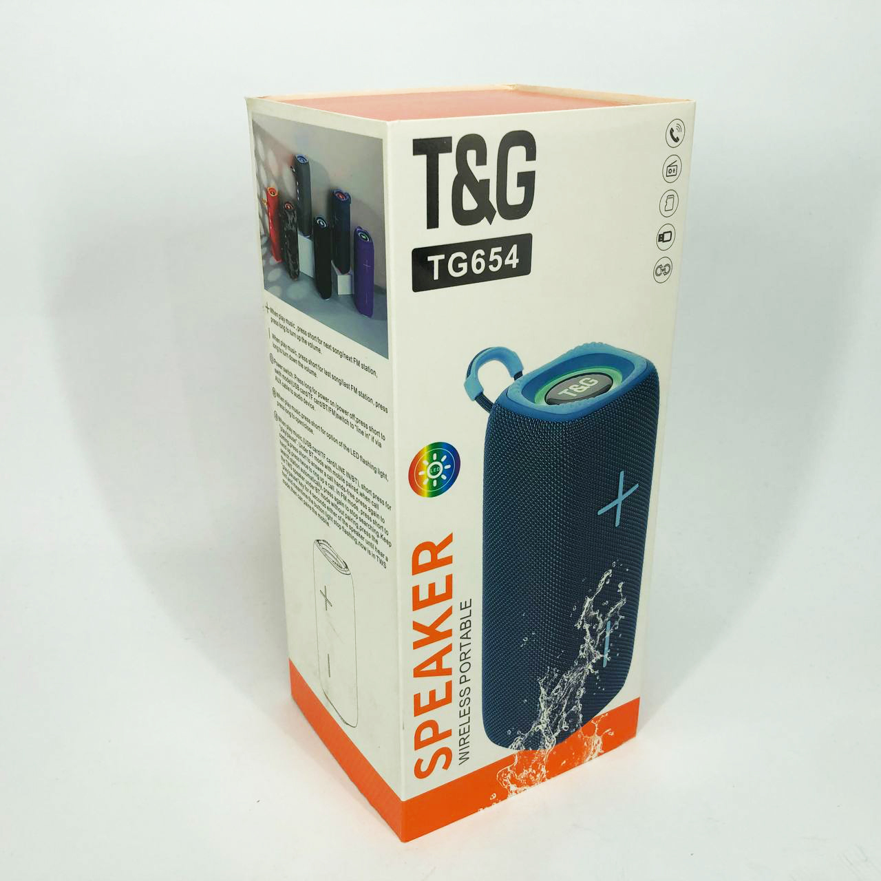 Портативна колонка Bluetooth TG654 8W з підсвічуванням, Акумуляторна колонка для музики. Колір: синій - Зображення 6