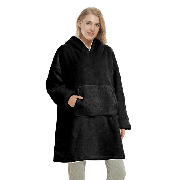 Толстовка плед з капюшоном і рукавами Huggle Hoodie оверсайз Black 7 Толстовка плед з капюшоном і рукавами Huggle Hoodie оверсайз Black - Зображення 7