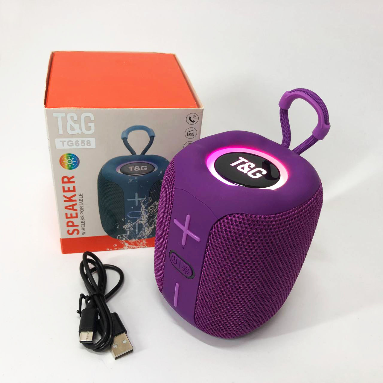 Портативна Bluetooth колонка TG658 8W з RGB підсвічуванням бездротова портативна потужна. Колір: фіолетовий 1 Портативна Bluetooth колонка TG658 8W з RGB підсвічуванням бездротова портативна потужна. Колір: фіолетовий