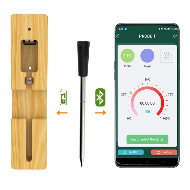 Цифровий Bluetooth термометр з керуванням через телефон, для м'яса, гриля та духовки - Зображення 3