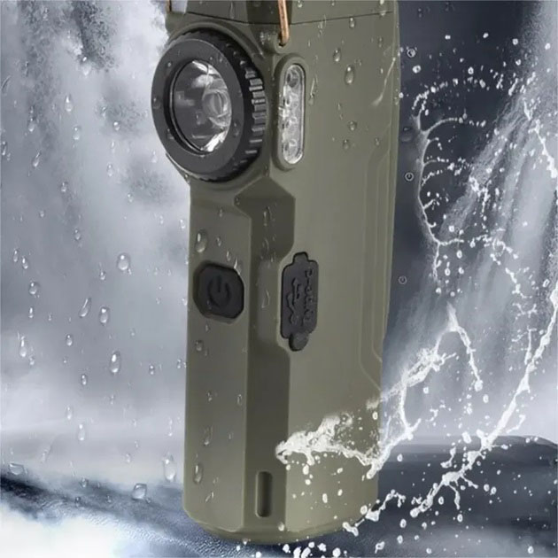 Ліхтарик-запальничка армійська MULTIFUNCTIONAL D51-COB, Запальничка на подарунок в упаковці. Колір: зелений - Зображення 4