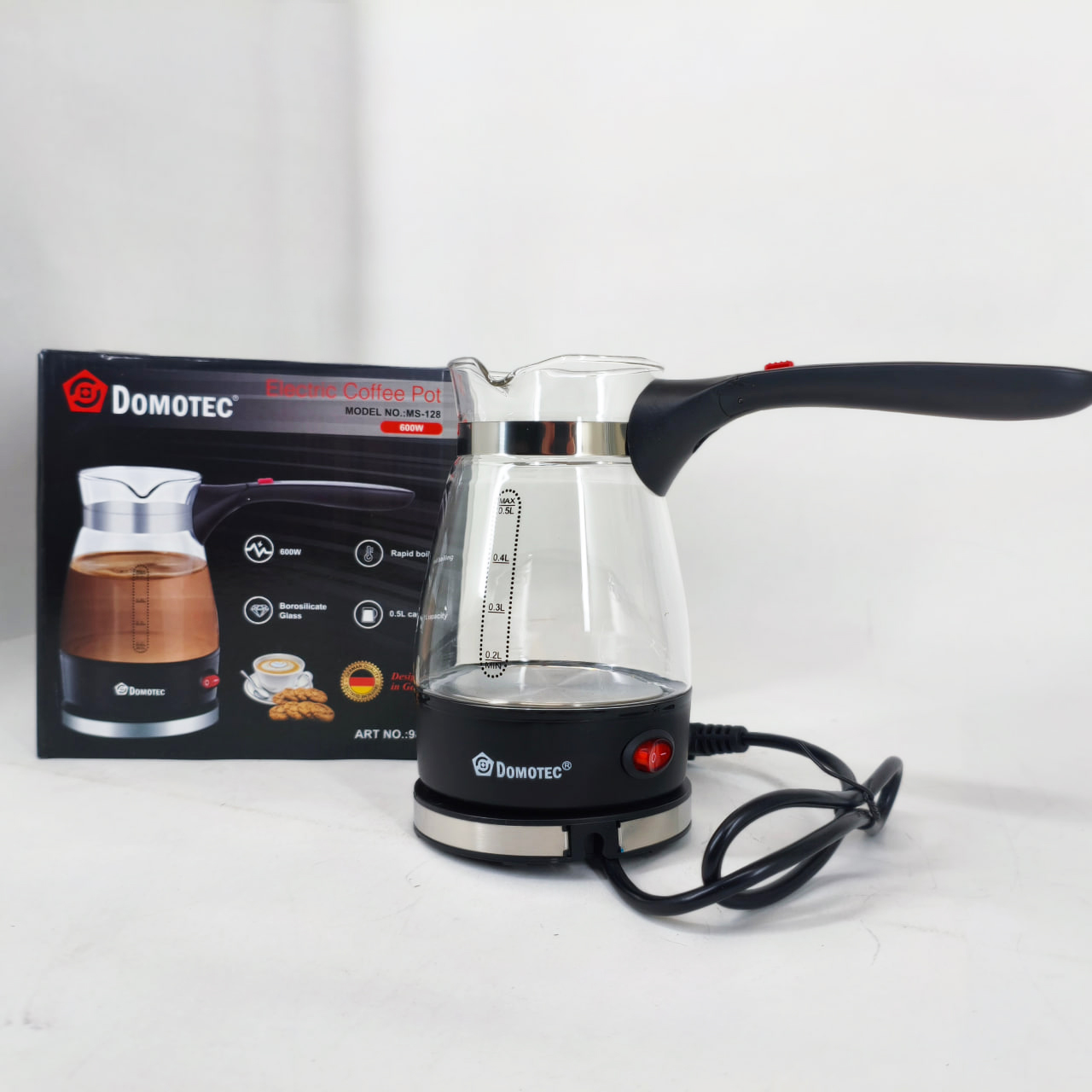 Кавоварка електрична турка 0.5л 600Вт нержавіюча сталь Domotec R-128 1 Кавоварка електрична турка 0.5л 600Вт нержавіюча сталь Domotec R-128