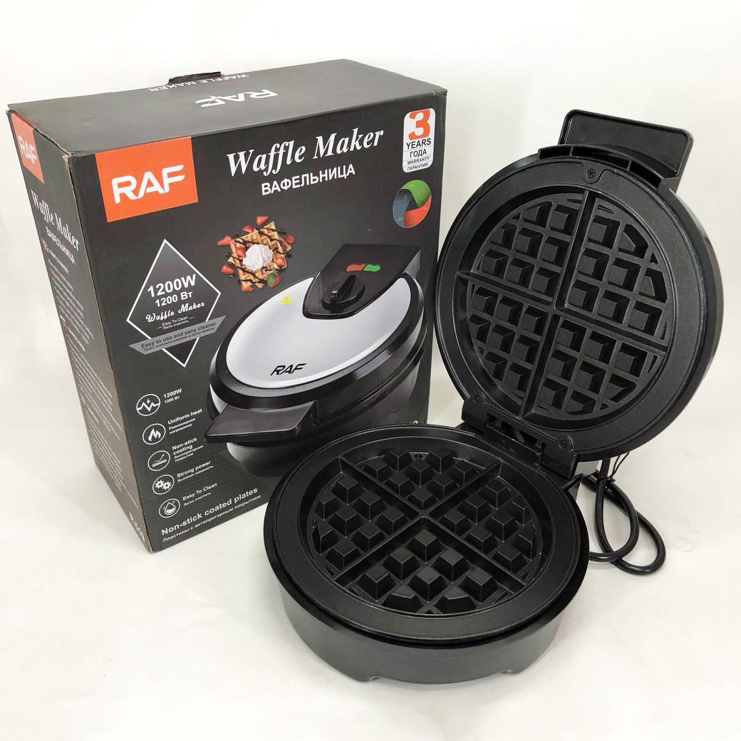 Вафельниця для бельгійських вафель RAF R 519 електрична 1200W, вафельниця електрична побутова - Зображення 3