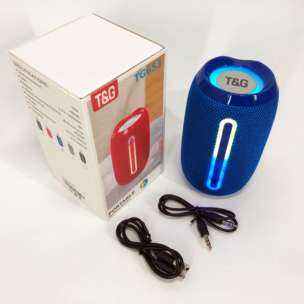 Портативна Bluetooth-колонка TG653 USB з ремінцем, Бездротова колонка портативна потужна. Колір: синій 7 Портативна Bluetooth-колонка TG653 USB з ремінцем, Бездротова колонка портативна потужна. Колір: синій - Зображення 7