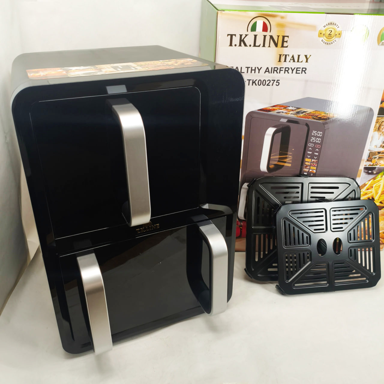Двокамерна аерофритюрниця T.K.Line TK00275 12л і 6л потужність 5200Вт + 2000Вт 1 Двокамерна аерофритюрниця T.K.Line TK00275 12л і 6л потужність 5200Вт + 2000Вт