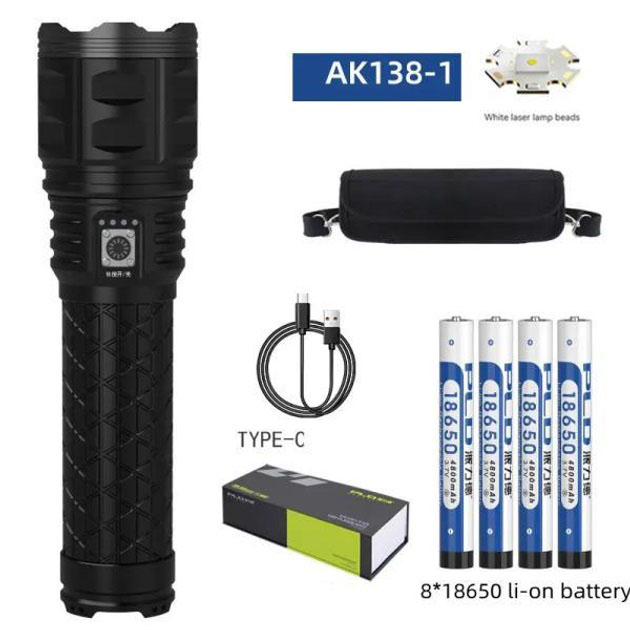 Ліхтар ручної моделі Police AK138-1 WHITE LASER LED PM60-TG 8х18650, USB-зарядка, Power Bank, зум 1 Ліхтар ручної моделі Police AK138-1 WHITE LASER LED PM60-TG 8х18650, USB-зарядка, Power Bank, зум