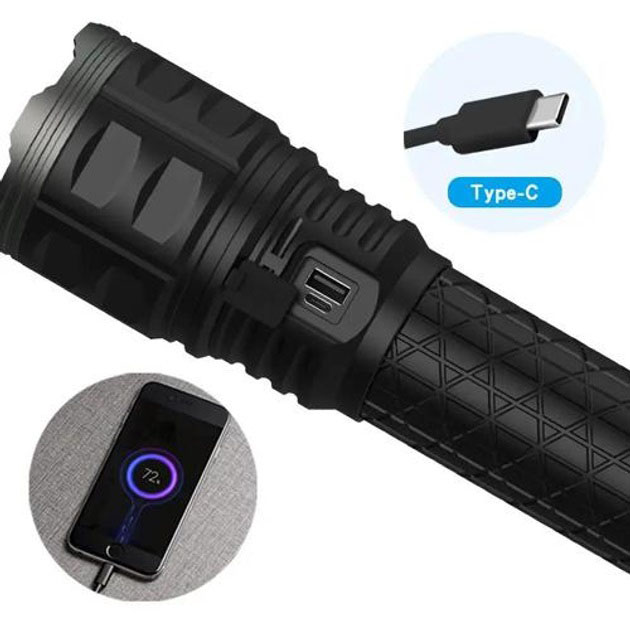 Ліхтар ручної моделі Police AK138-1 WHITE LASER LED PM60-TG 8х18650, USB-зарядка, Power Bank, зум 6 Ліхтар ручної моделі Police AK138-1 WHITE LASER LED PM60-TG 8х18650, USB-зарядка, Power Bank, зум - Зображення 6