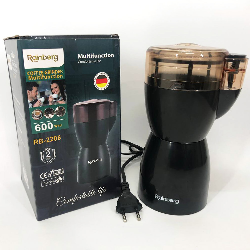Потужна електрична кавомолка подрібнювач Rainberg RB-2206 600Вт 10 Потужна електрична кавомолка подрібнювач Rainberg RB-2206 600Вт - Зображення 10