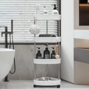 Кутовий стелаж для ванної кімнати 4 яруси, на коліщатках (85х28х22см),Corner storage rack