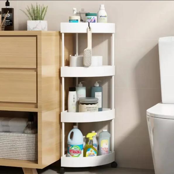 Кутовий стелаж для ванної кімнати 4 яруси, на коліщатках (85х28х22см),Corner storage rack - Зображення 3