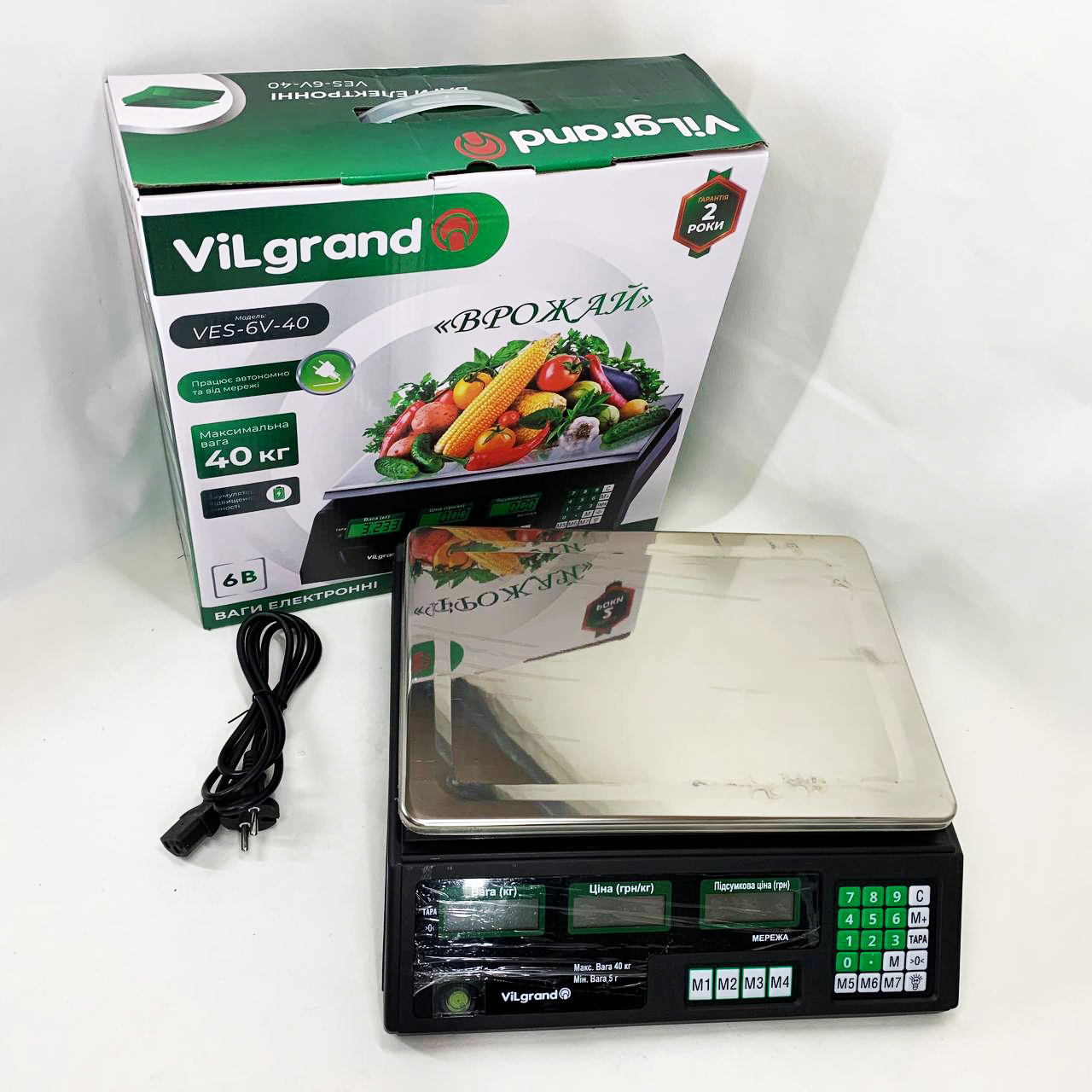 Ваги торговельні ViLgrand VES-6V-40 40 кг з калькулятором та акумулятором - Зображення 8