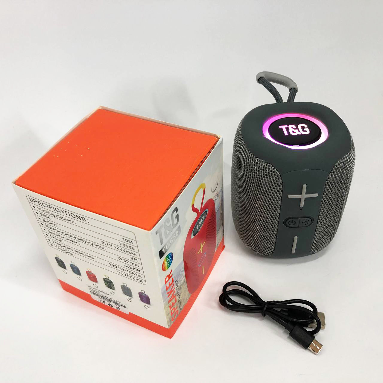 Портативна Bluetooth колонка TG658 8W з RGB підсвічуванням, Музичні колонки для вулиці. Колір: сірий 4 Портативна Bluetooth колонка TG658 8W з RGB підсвічуванням, Музичні колонки для вулиці. Колір: сірий - Зображення 4