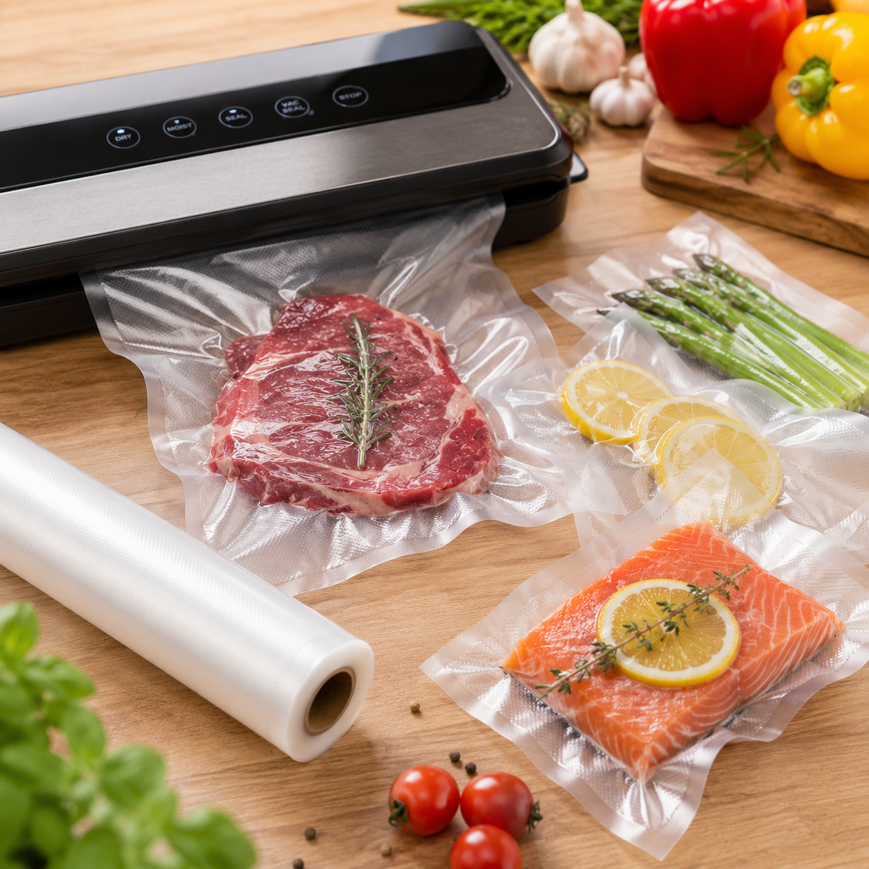 Вакуумні гофровані пакети в рулонах / Плівка для вакуумного пакувальника 25 см - Зображення 4